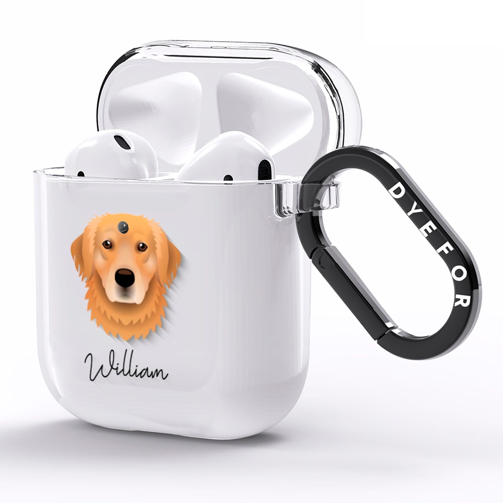 Golden Retriever Personalised AirPods Clear Case Side Image