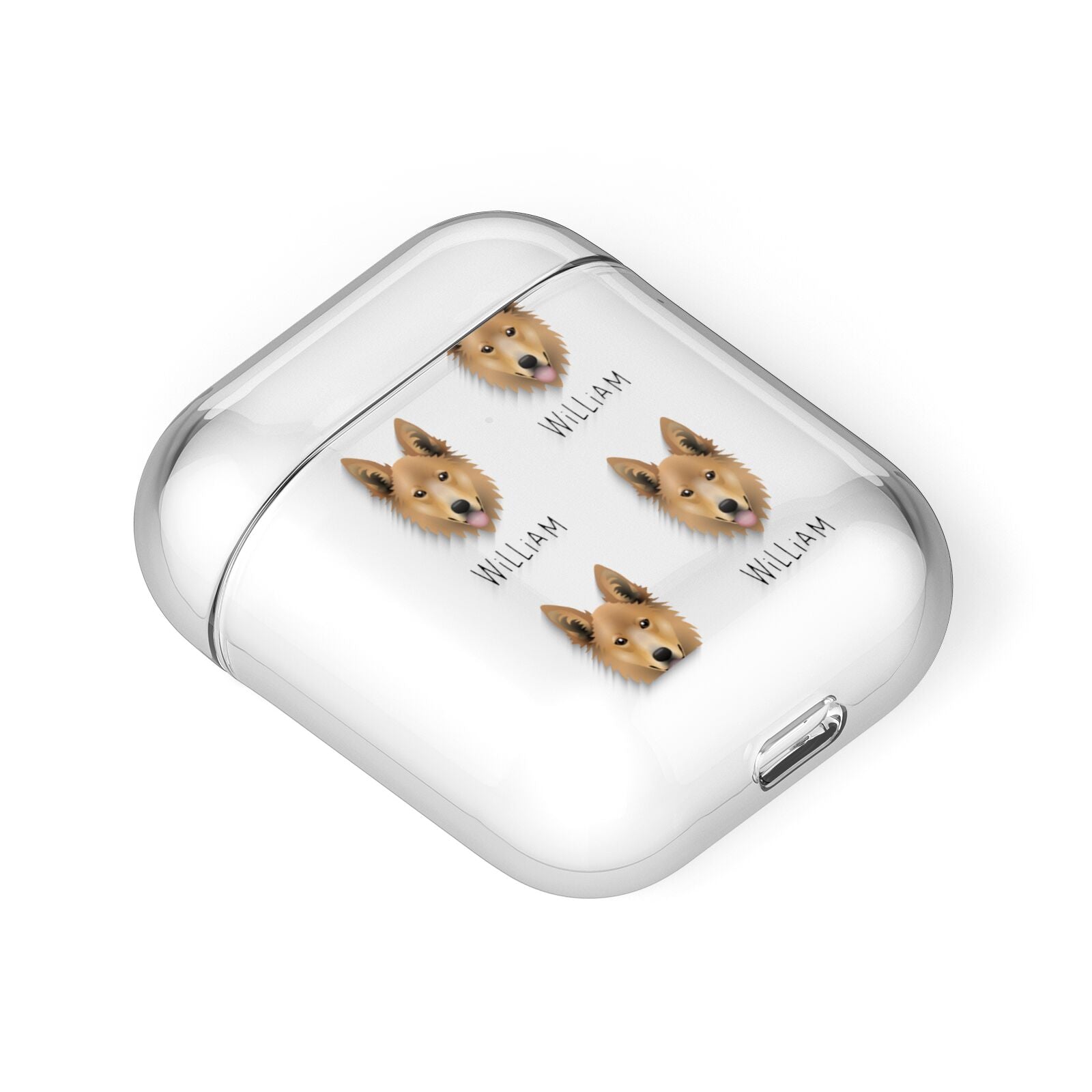 Golden Shepherd Icon with Name AirPods Case Laid Flat