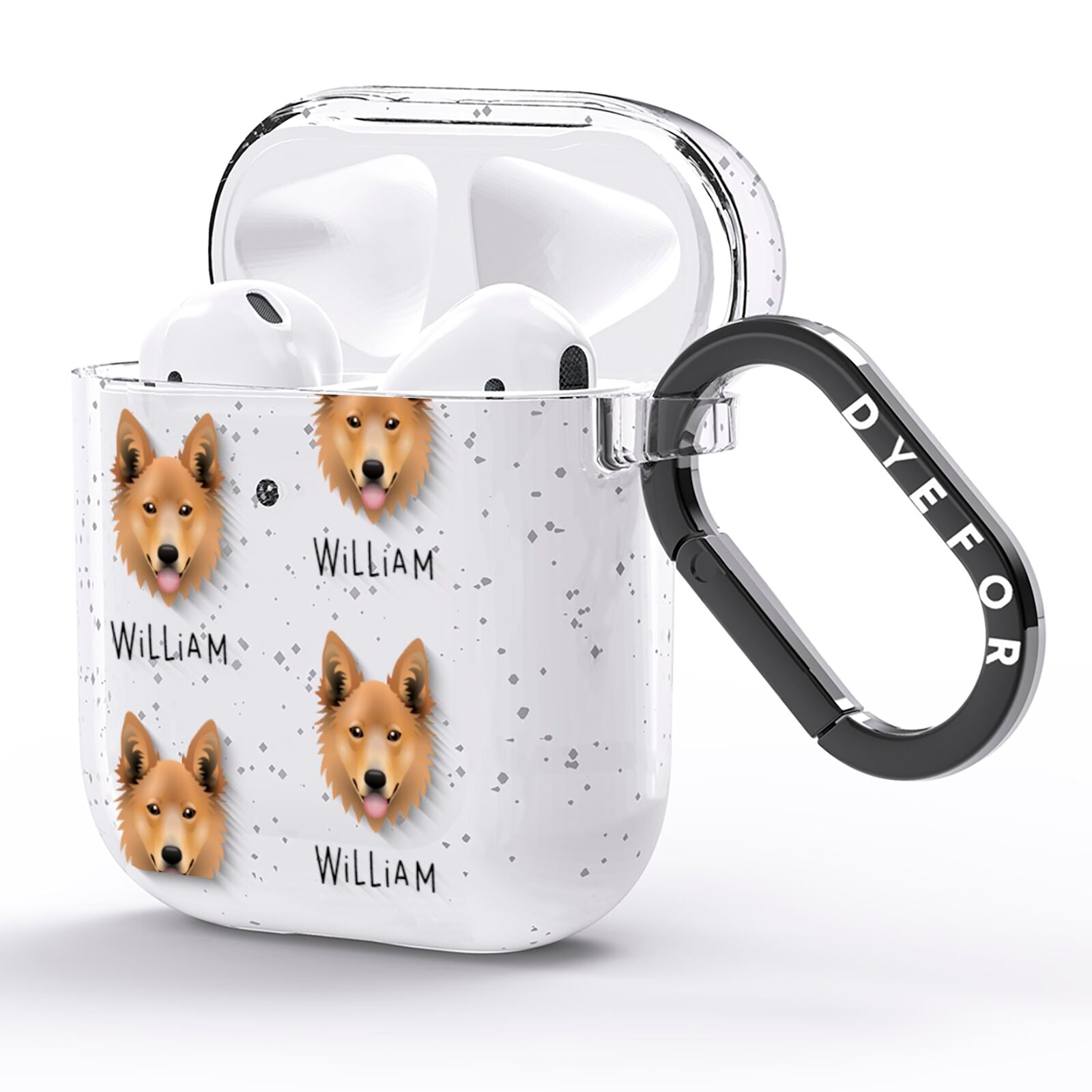 Golden Shepherd Icon with Name AirPods Glitter Case Side Image