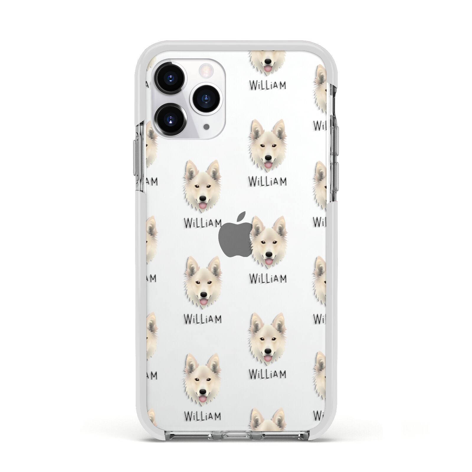 Golden Shepherd Icon with Name Apple iPhone 11 Pro in Silver with White Impact Case
