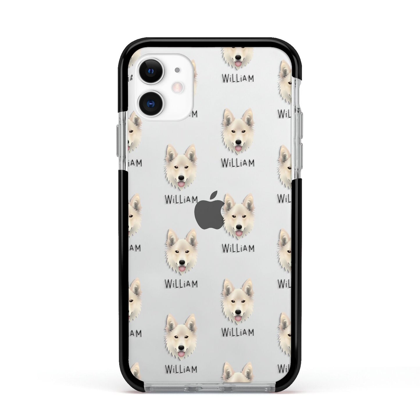 Golden Shepherd Icon with Name Apple iPhone 11 in White with Black Impact Case