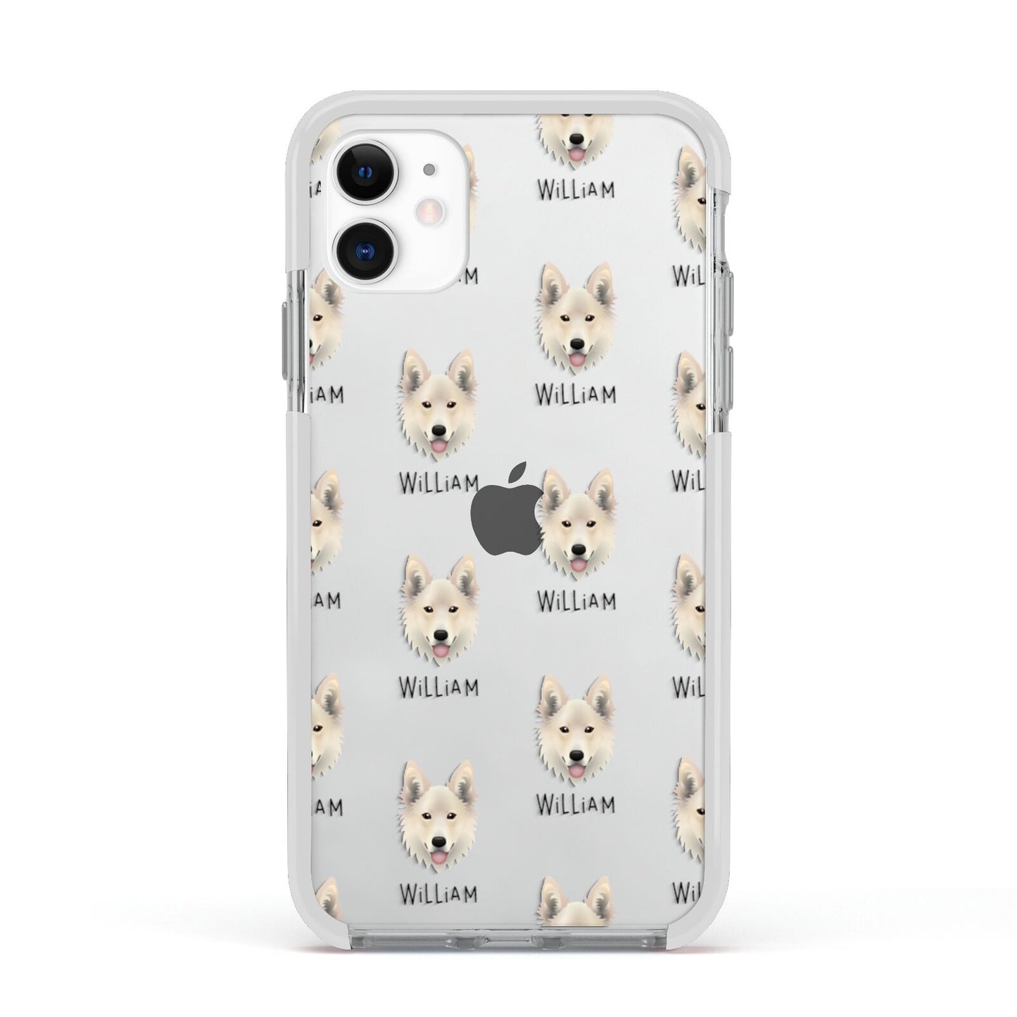 Golden Shepherd Icon with Name Apple iPhone 11 in White with White Impact Case