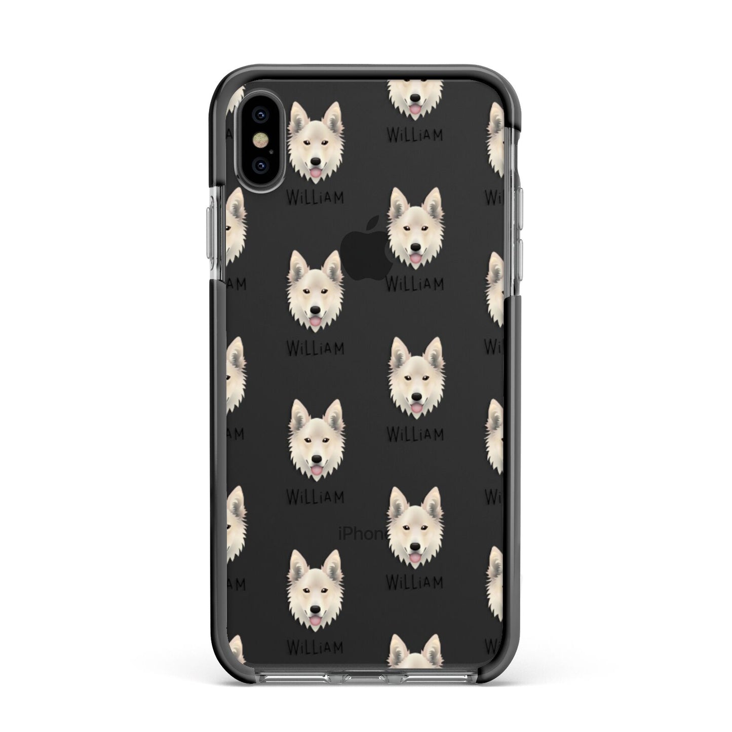 Golden Shepherd Icon with Name Apple iPhone Xs Max Impact Case Black Edge on Black Phone