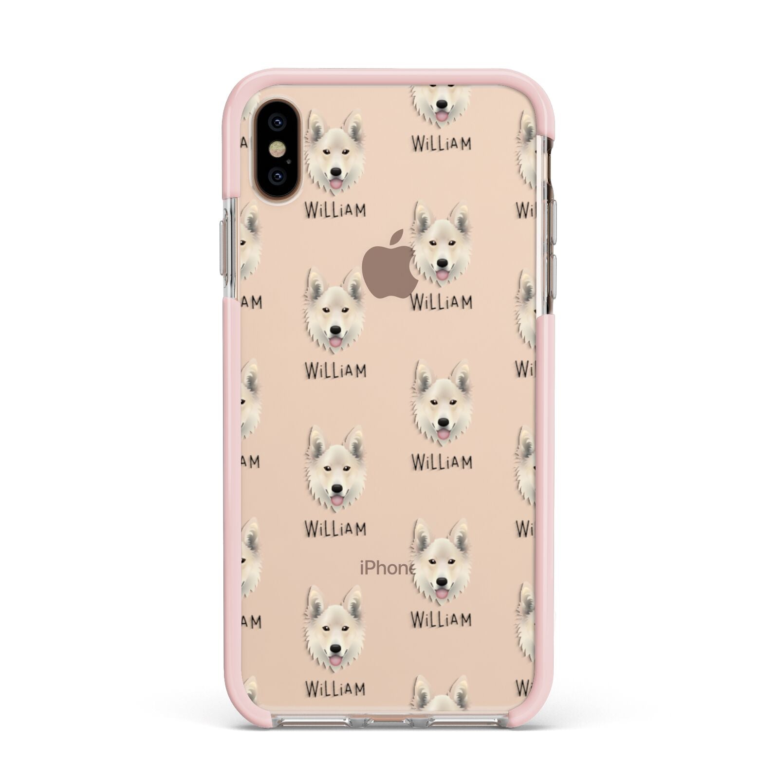 Golden Shepherd Icon with Name Apple iPhone Xs Max Impact Case Pink Edge on Gold Phone