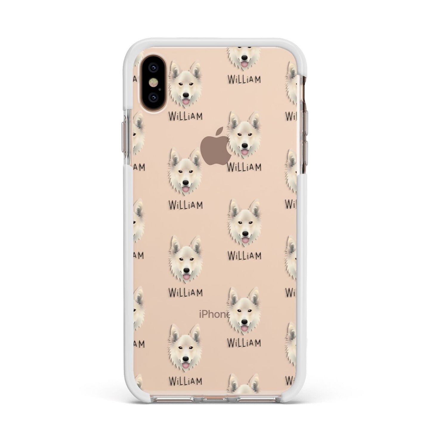 Golden Shepherd Icon with Name Apple iPhone Xs Max Impact Case White Edge on Gold Phone