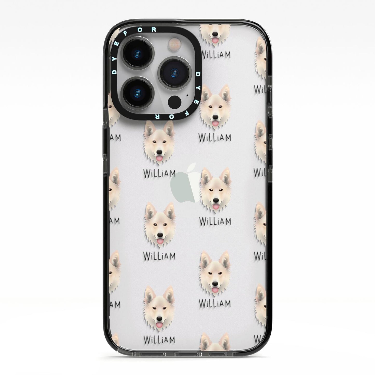 Golden Shepherd Icon with Name iPhone 13 Pro Black Impact Case on Silver phone