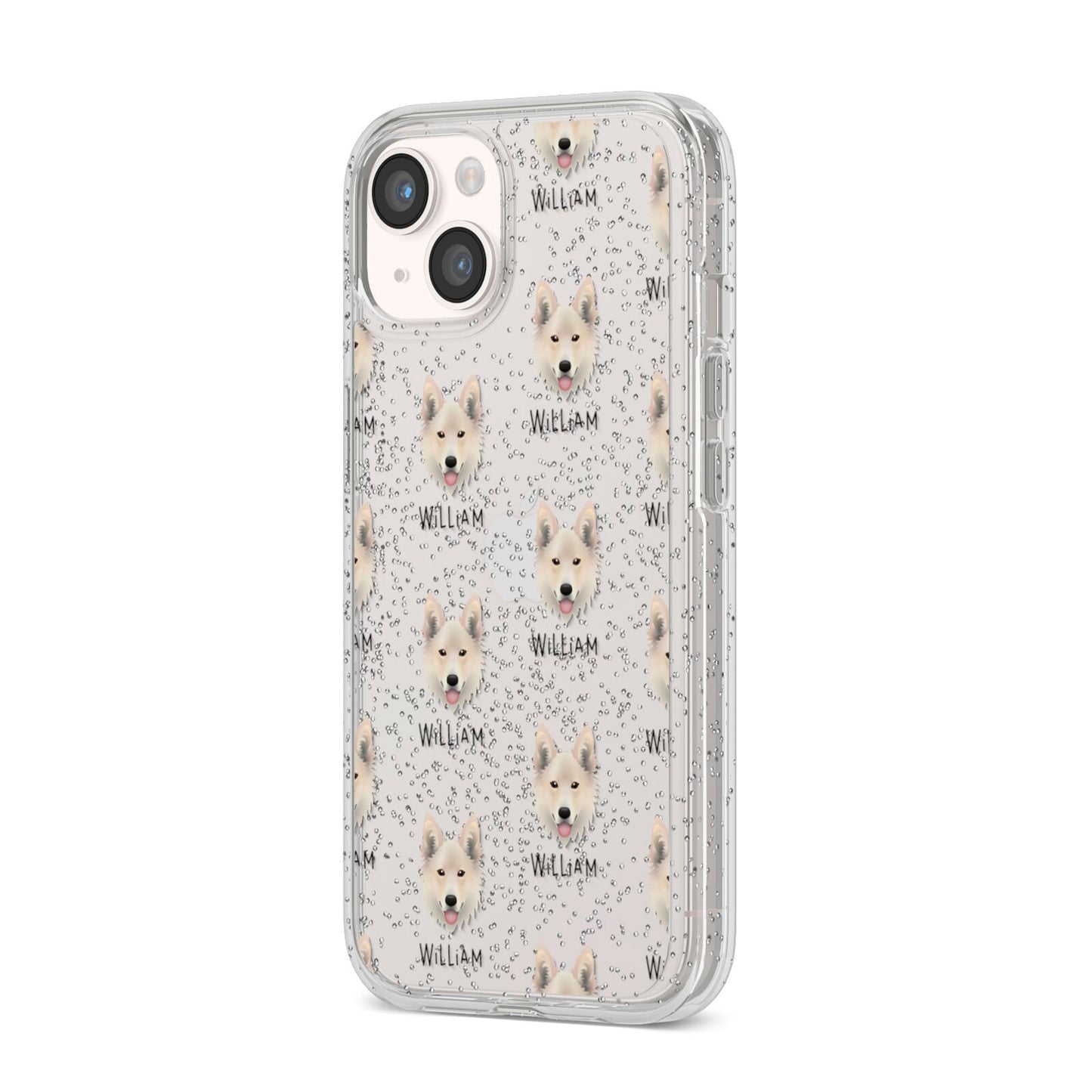 Golden Shepherd Icon with Name iPhone 14 Glitter Tough Case Starlight Angled Image