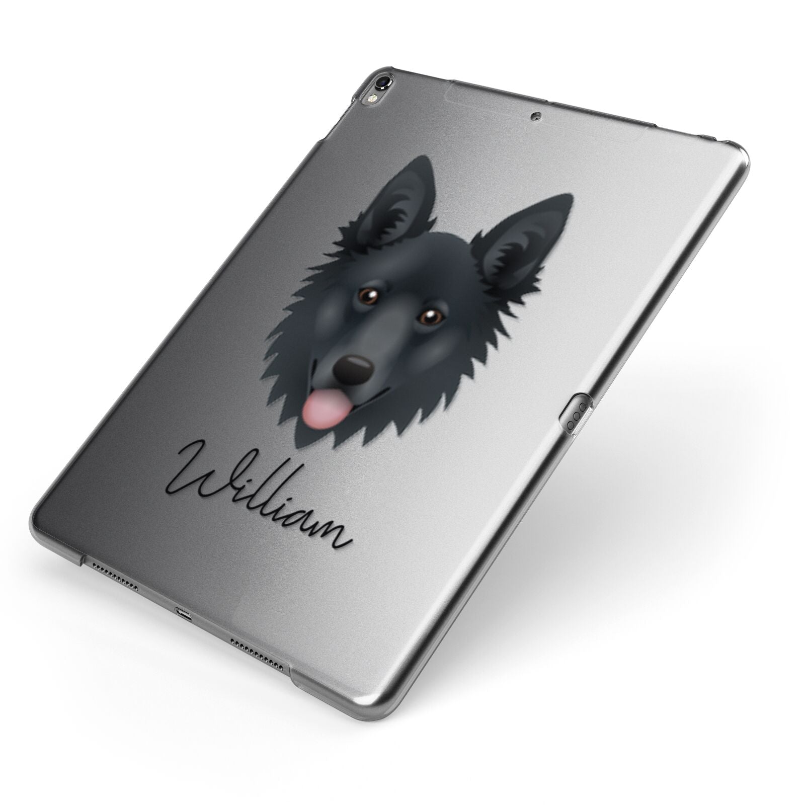 Golden Shepherd Personalised Apple iPad Case on Grey iPad Side View
