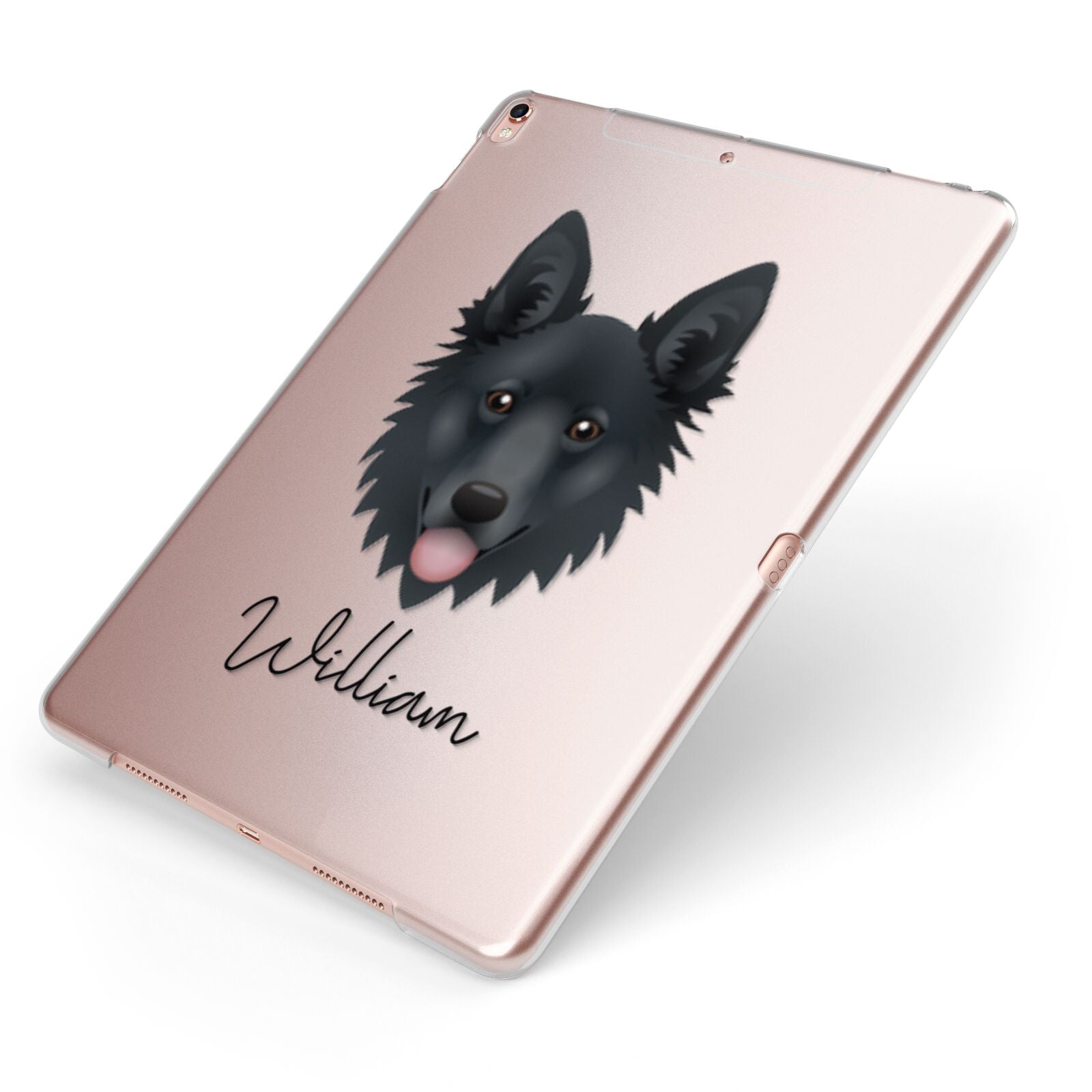 Golden Shepherd Personalised Apple iPad Case on Rose Gold iPad Side View