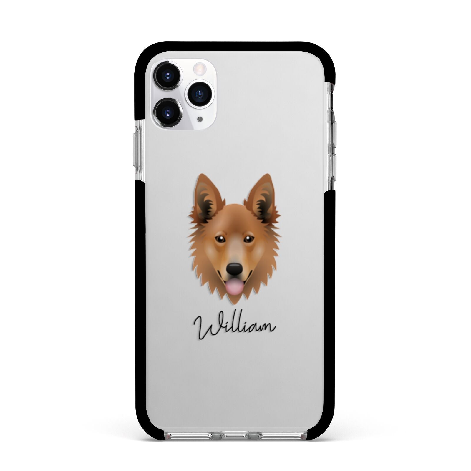 Golden Shepherd Personalised Apple iPhone 11 Pro Max in Silver with Black Impact Case