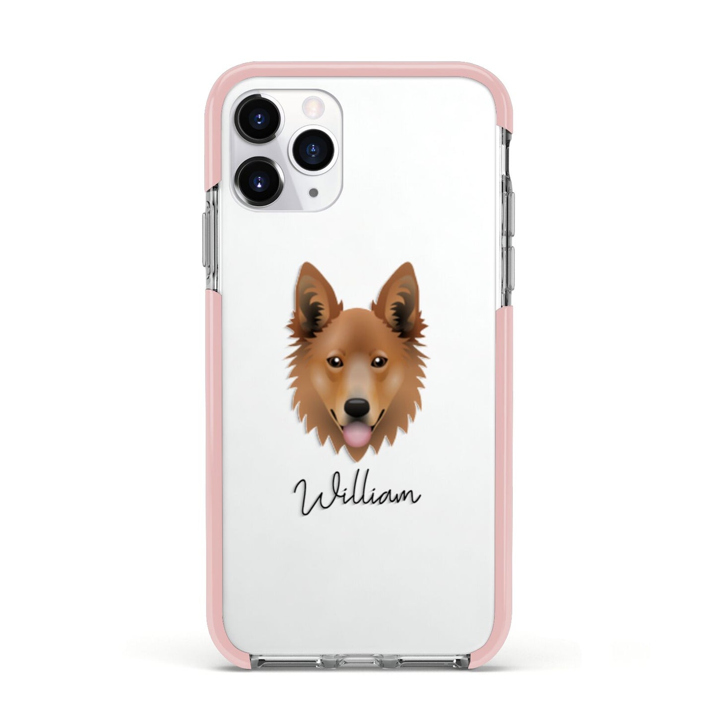 Golden Shepherd Personalised Apple iPhone 11 Pro in Silver with Pink Impact Case