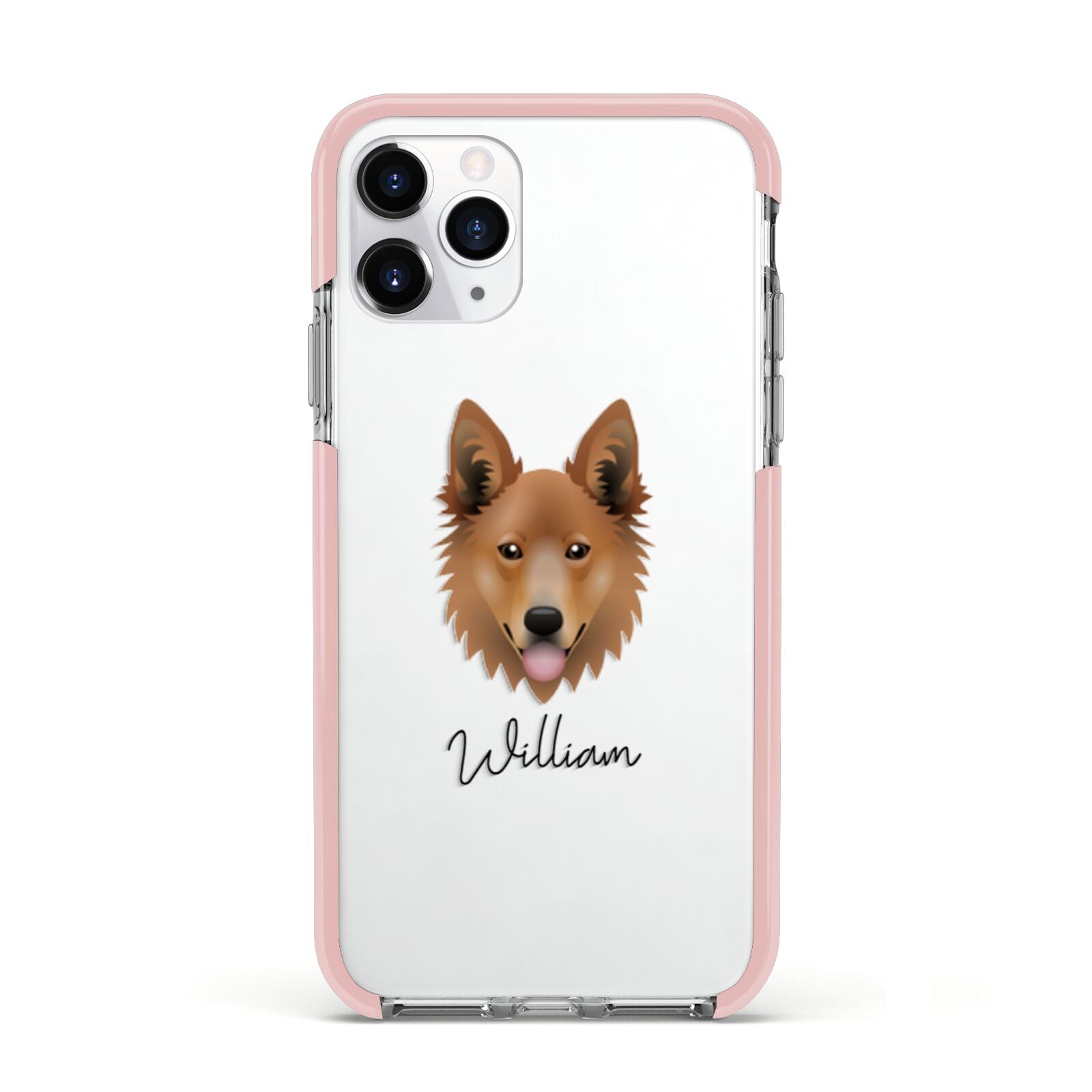 Golden Shepherd Personalised Apple iPhone 11 Pro in Silver with Pink Impact Case