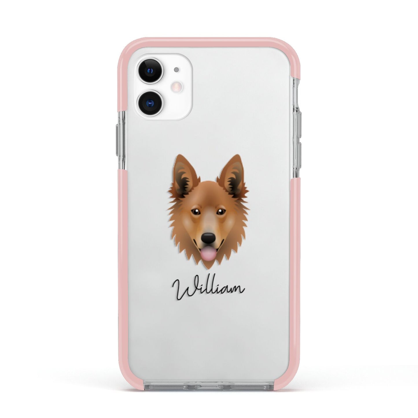 Golden Shepherd Personalised Apple iPhone 11 in White with Pink Impact Case