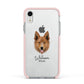 Golden Shepherd Personalised Apple iPhone XR Impact Case Pink Edge on Silver Phone