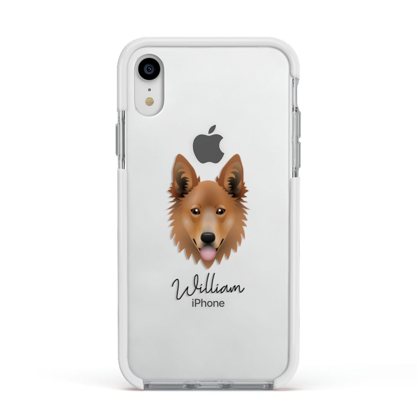Golden Shepherd Personalised Apple iPhone XR Impact Case White Edge on Silver Phone