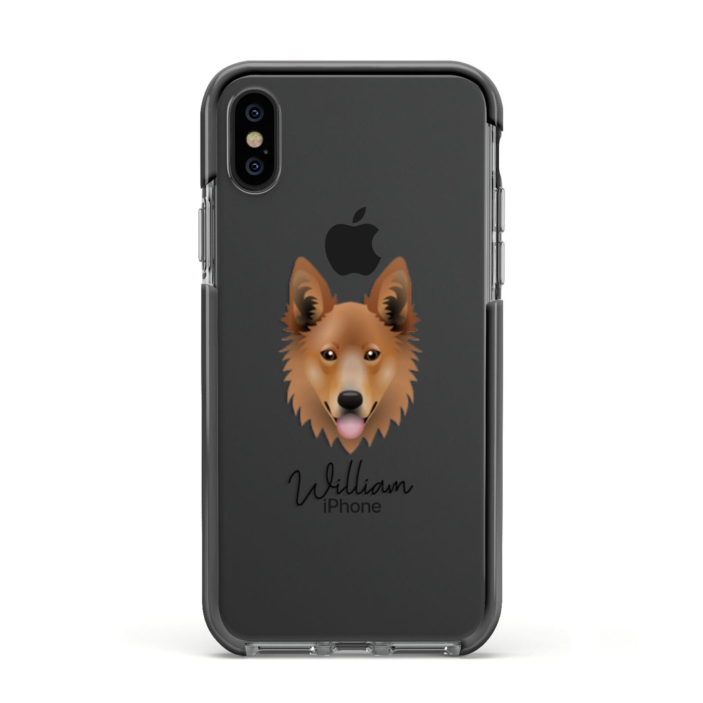 Golden Shepherd Personalised Apple iPhone Xs Impact Case Black Edge on Black Phone