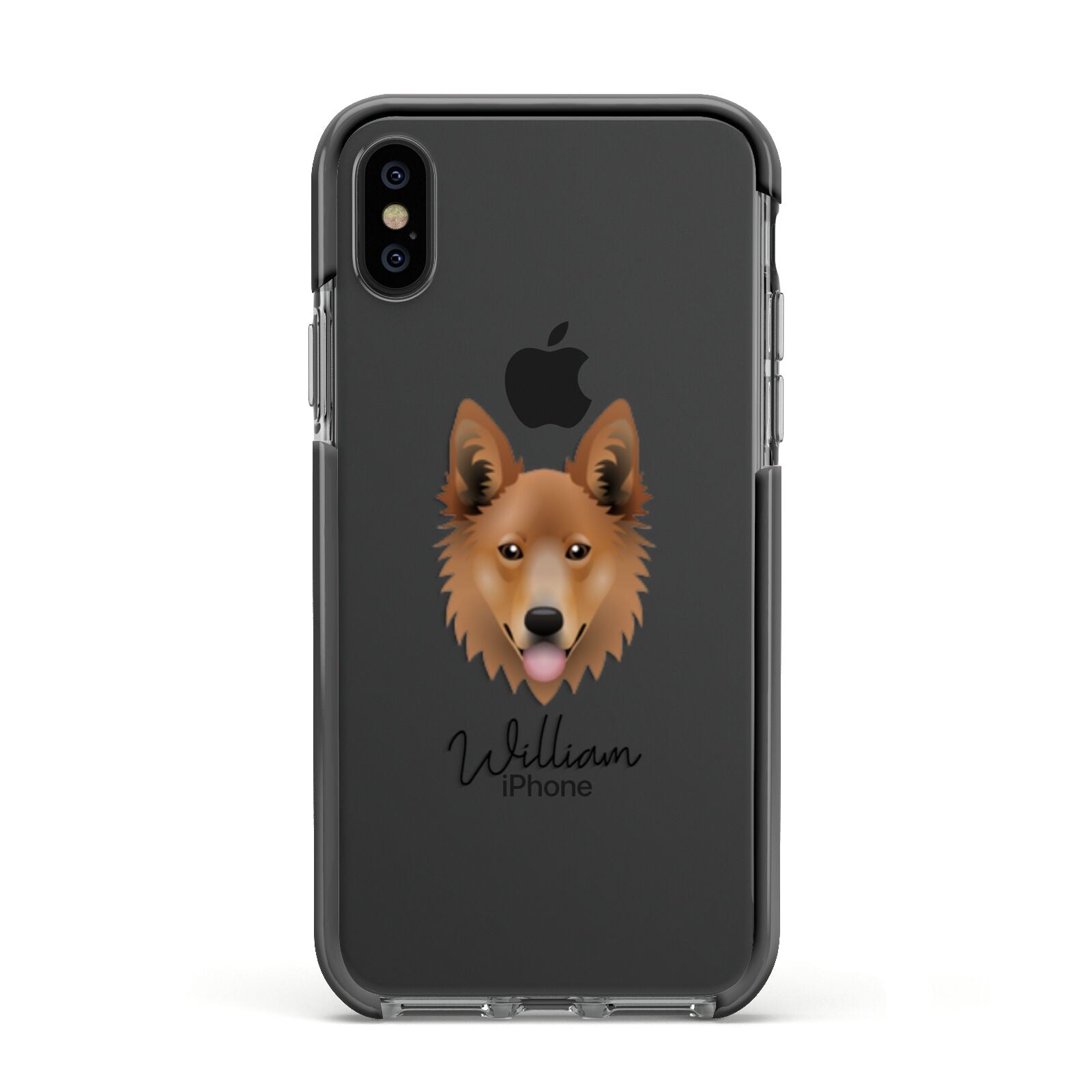 Golden Shepherd Personalised Apple iPhone Xs Impact Case Black Edge on Black Phone