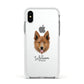 Golden Shepherd Personalised Apple iPhone Xs Impact Case White Edge on Silver Phone