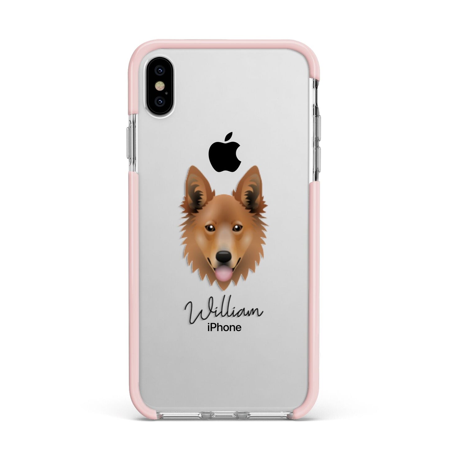 Golden Shepherd Personalised Apple iPhone Xs Max Impact Case Pink Edge on Silver Phone