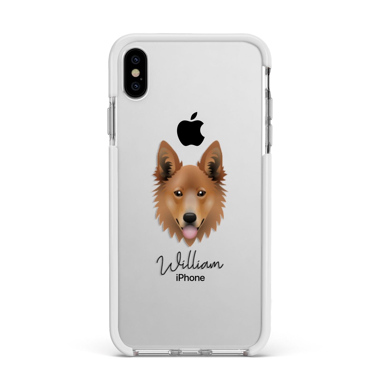 Golden Shepherd Personalised Apple iPhone Xs Max Impact Case White Edge on Silver Phone
