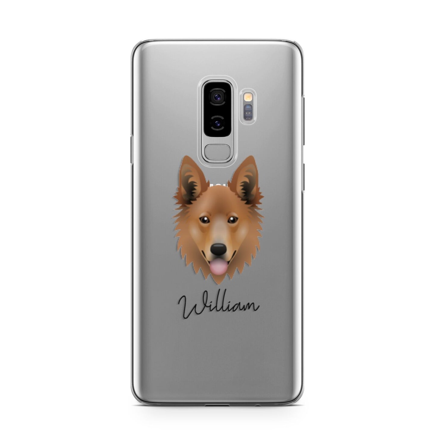 Golden Shepherd Personalised Samsung Galaxy S9 Plus Case on Silver phone