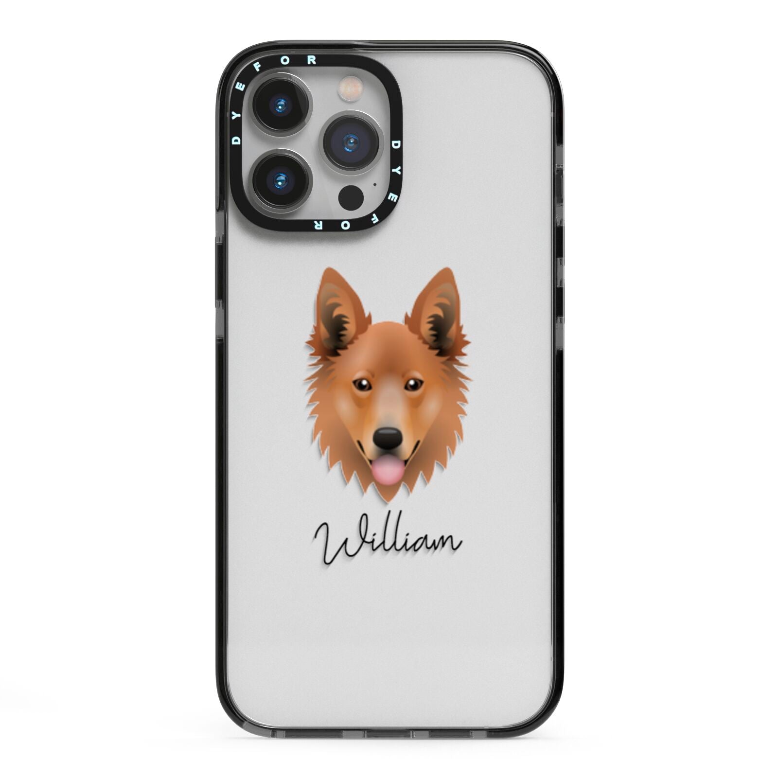 Golden Shepherd Personalised iPhone 13 Pro Max Black Impact Case on Silver phone