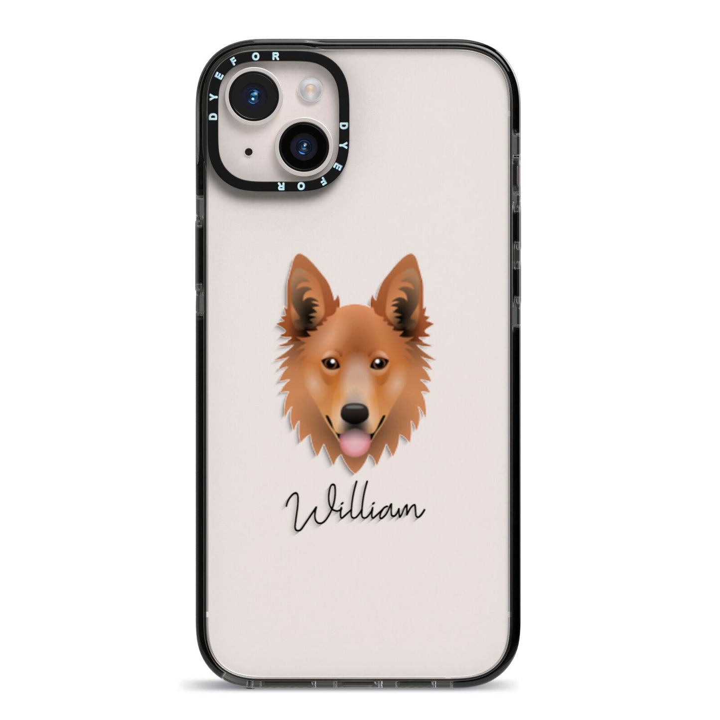 Golden Shepherd Personalised iPhone 14 Plus Black Impact Case on Silver phone