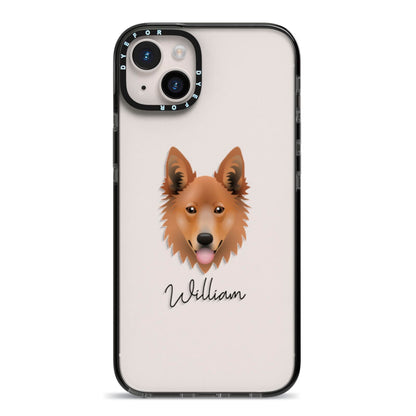 Golden Shepherd Personalised iPhone 14 Plus Black Impact Case on Silver phone