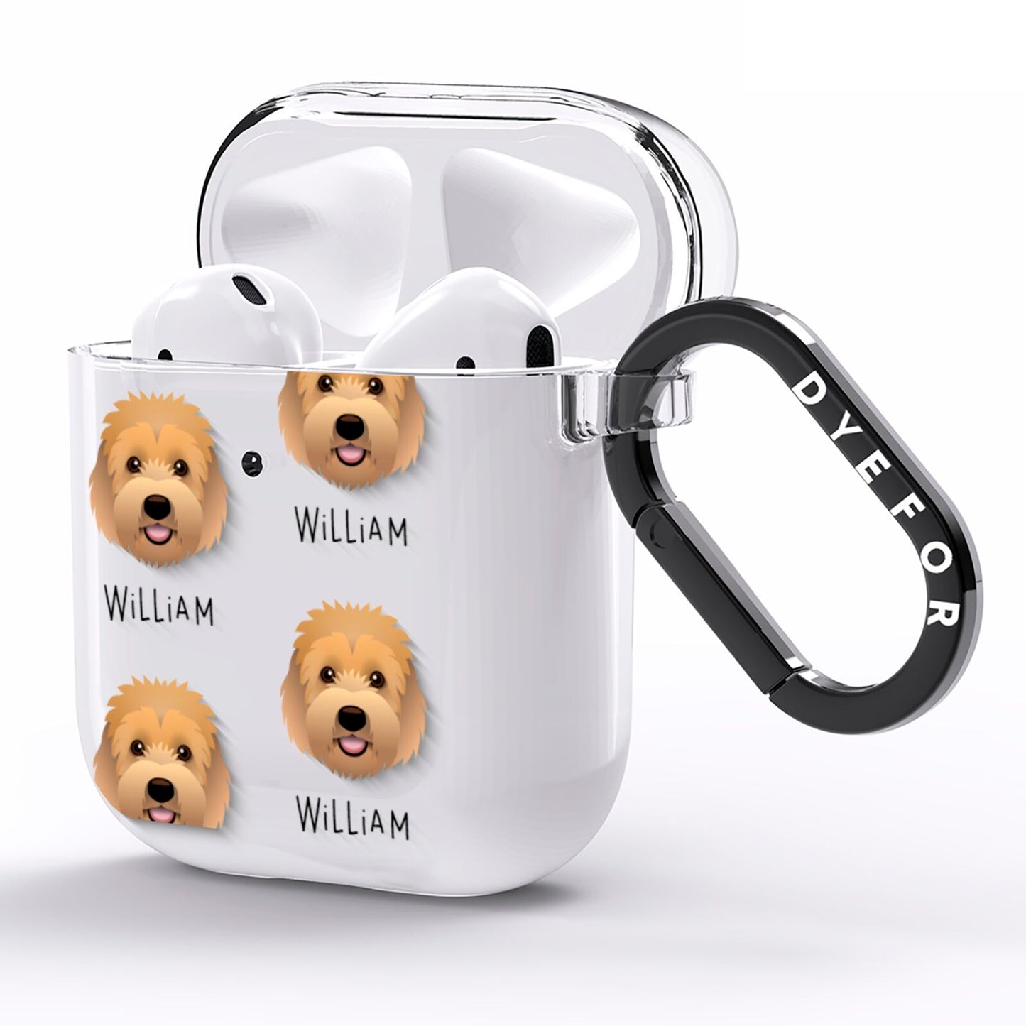 Goldendoodle Icon with Name AirPods Clear Case Side Image