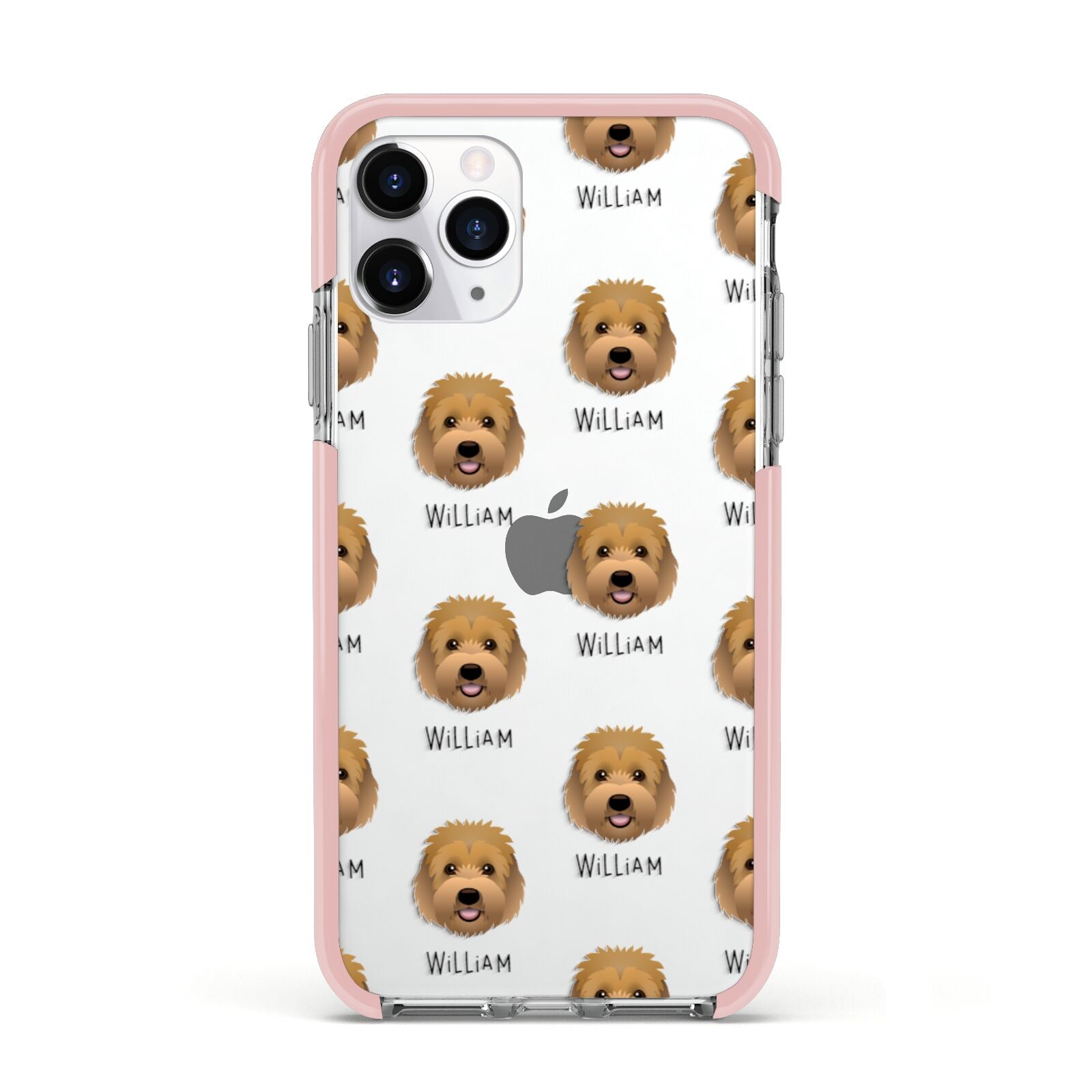 Goldendoodle Icon with Name Apple iPhone 11 Pro in Silver with Pink Impact Case