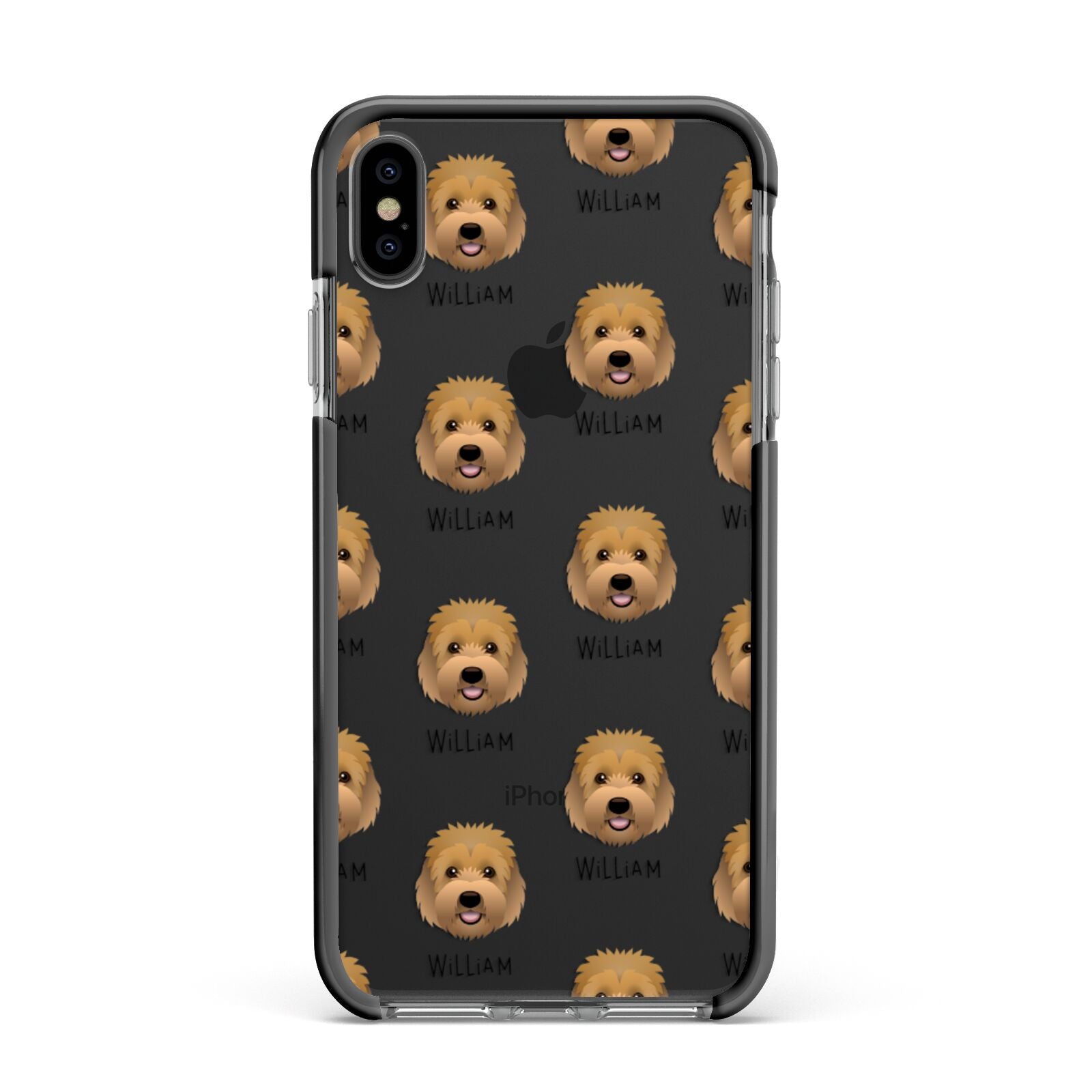 Goldendoodle Icon with Name Apple iPhone Xs Max Impact Case Black Edge on Black Phone