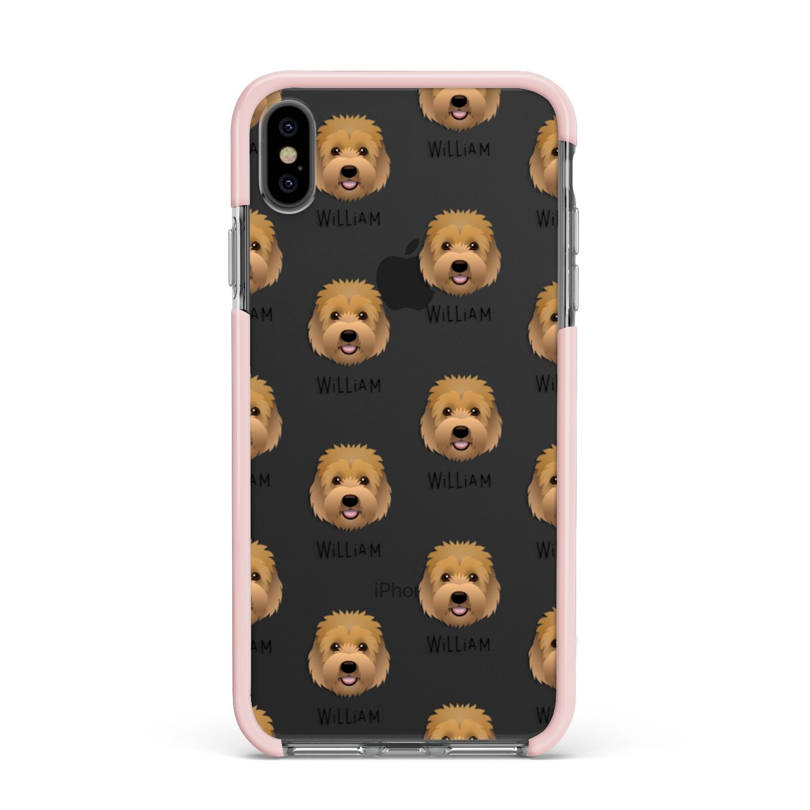Goldendoodle Icon with Name Apple iPhone Xs Max Impact Case Pink Edge on Black Phone