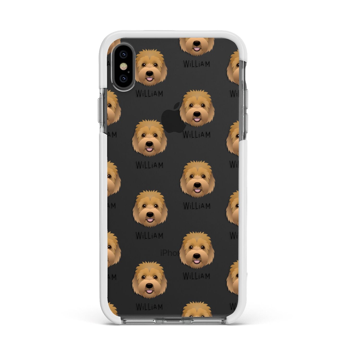 Goldendoodle Icon with Name Apple iPhone Xs Max Impact Case White Edge on Black Phone