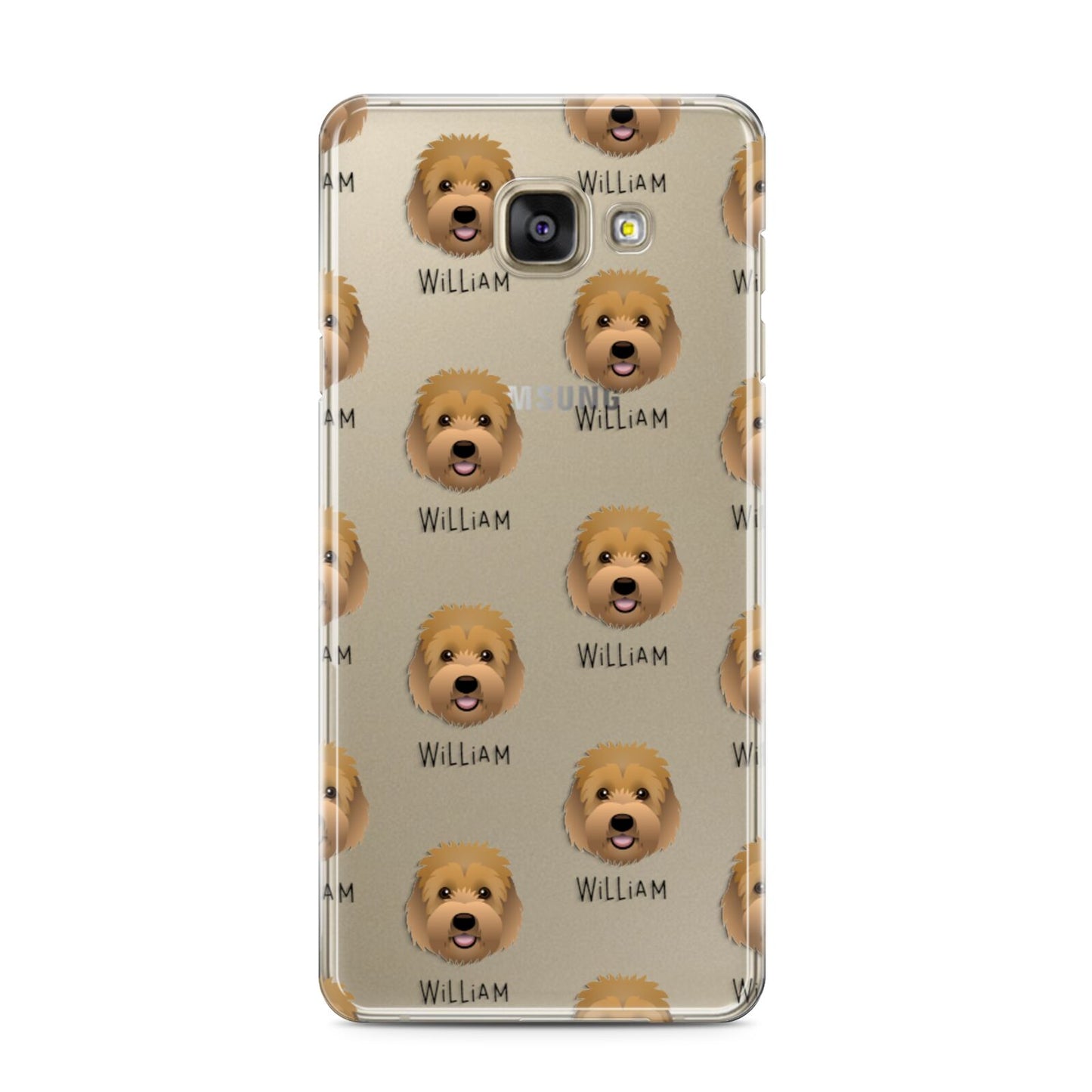 Goldendoodle Icon with Name Samsung Galaxy A3 2016 Case on gold phone