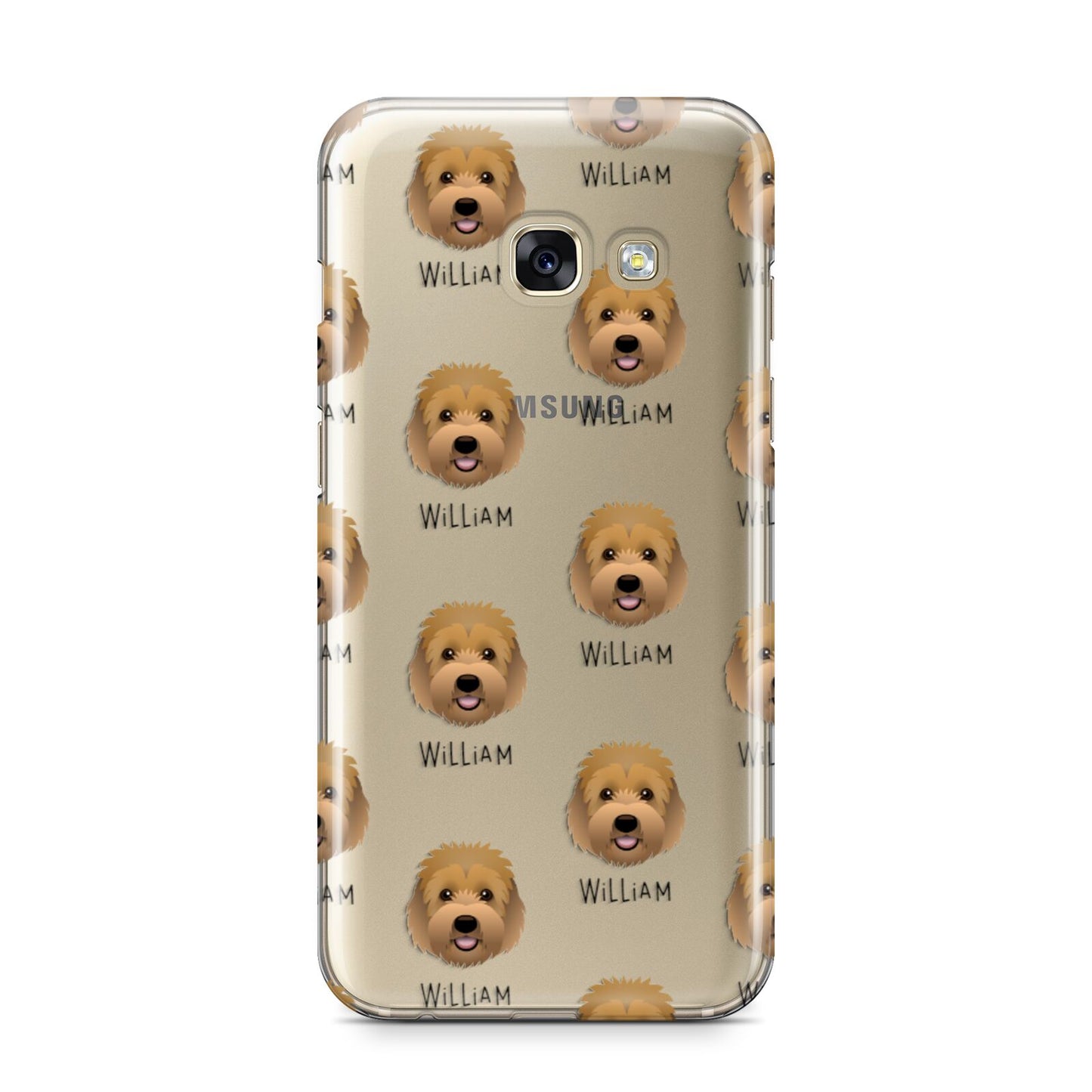 Goldendoodle Icon with Name Samsung Galaxy A3 2017 Case on gold phone