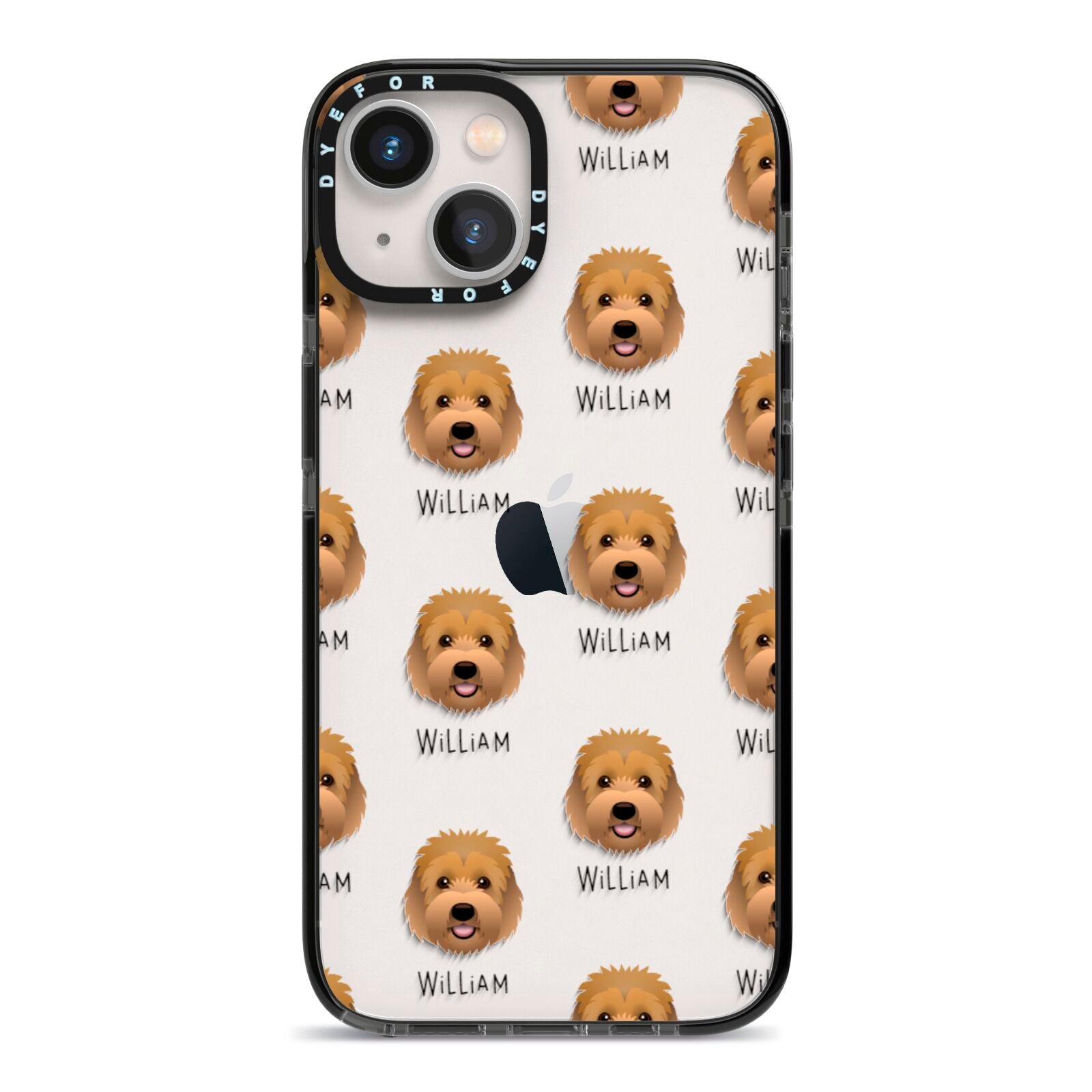 Goldendoodle Icon with Name iPhone 13 Black Impact Case on Silver phone