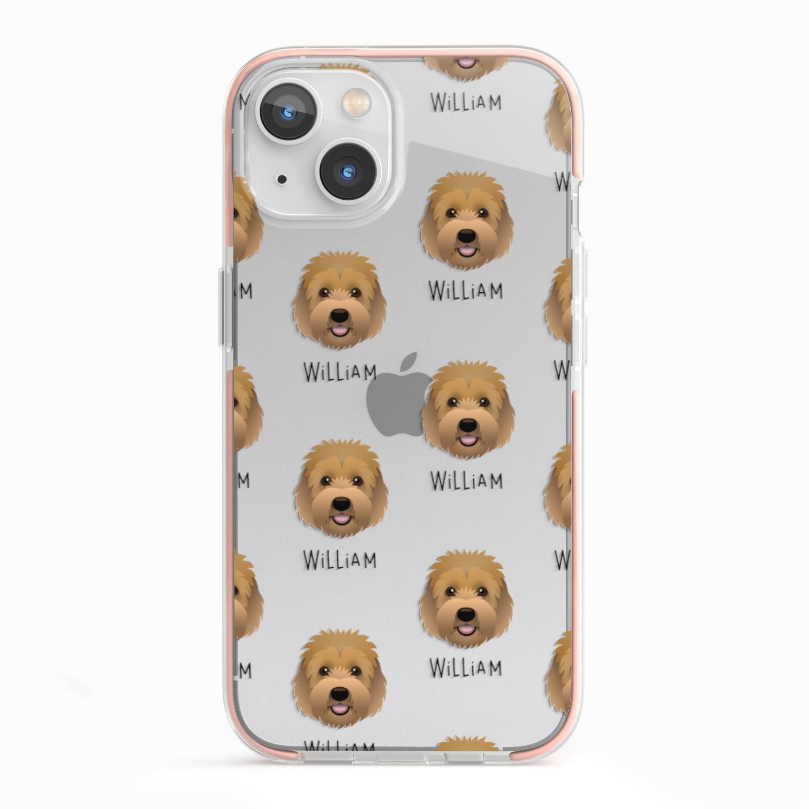 Goldendoodle Icon with Name iPhone 13 TPU Impact Case with Pink Edges