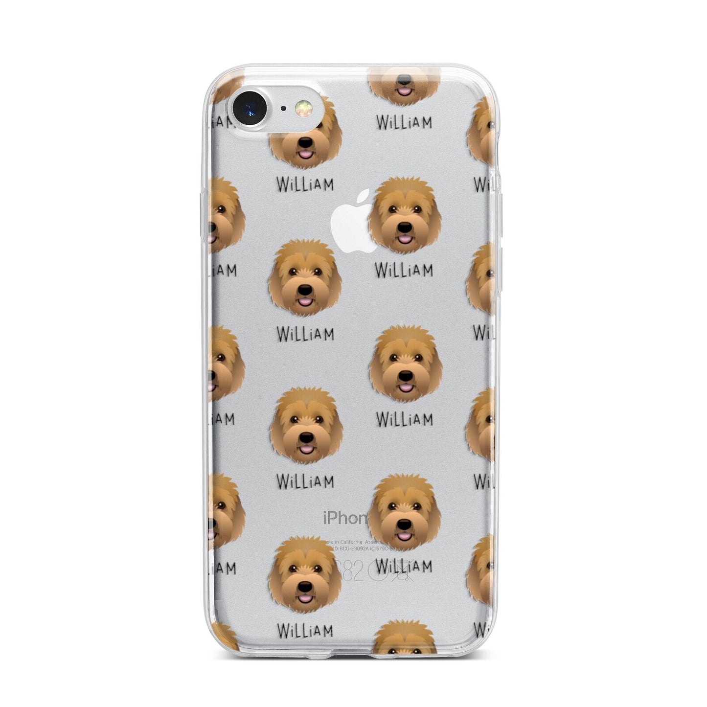 Goldendoodle Icon with Name iPhone 7 Bumper Case on Silver iPhone