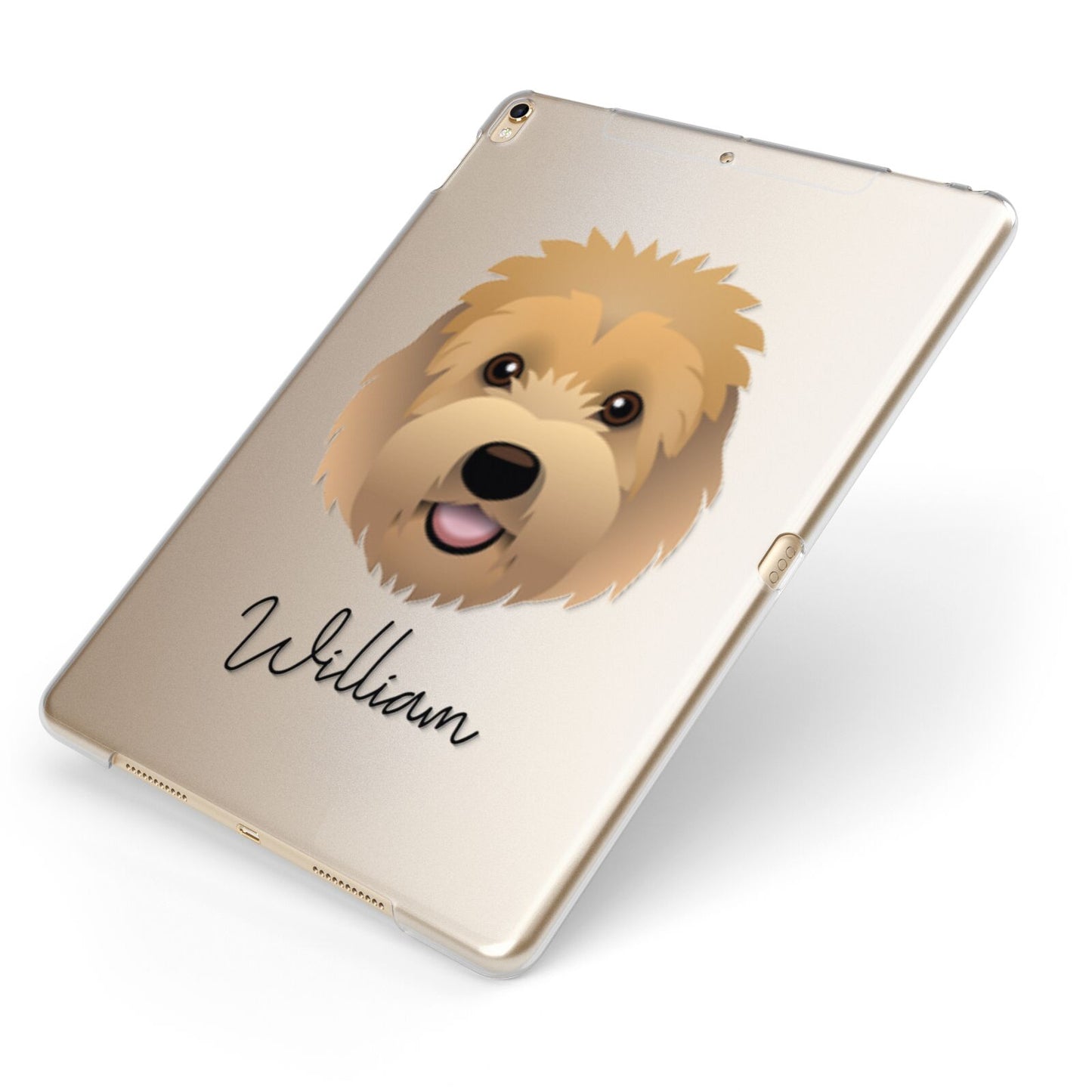 Goldendoodle Personalised Apple iPad Case on Gold iPad Side View