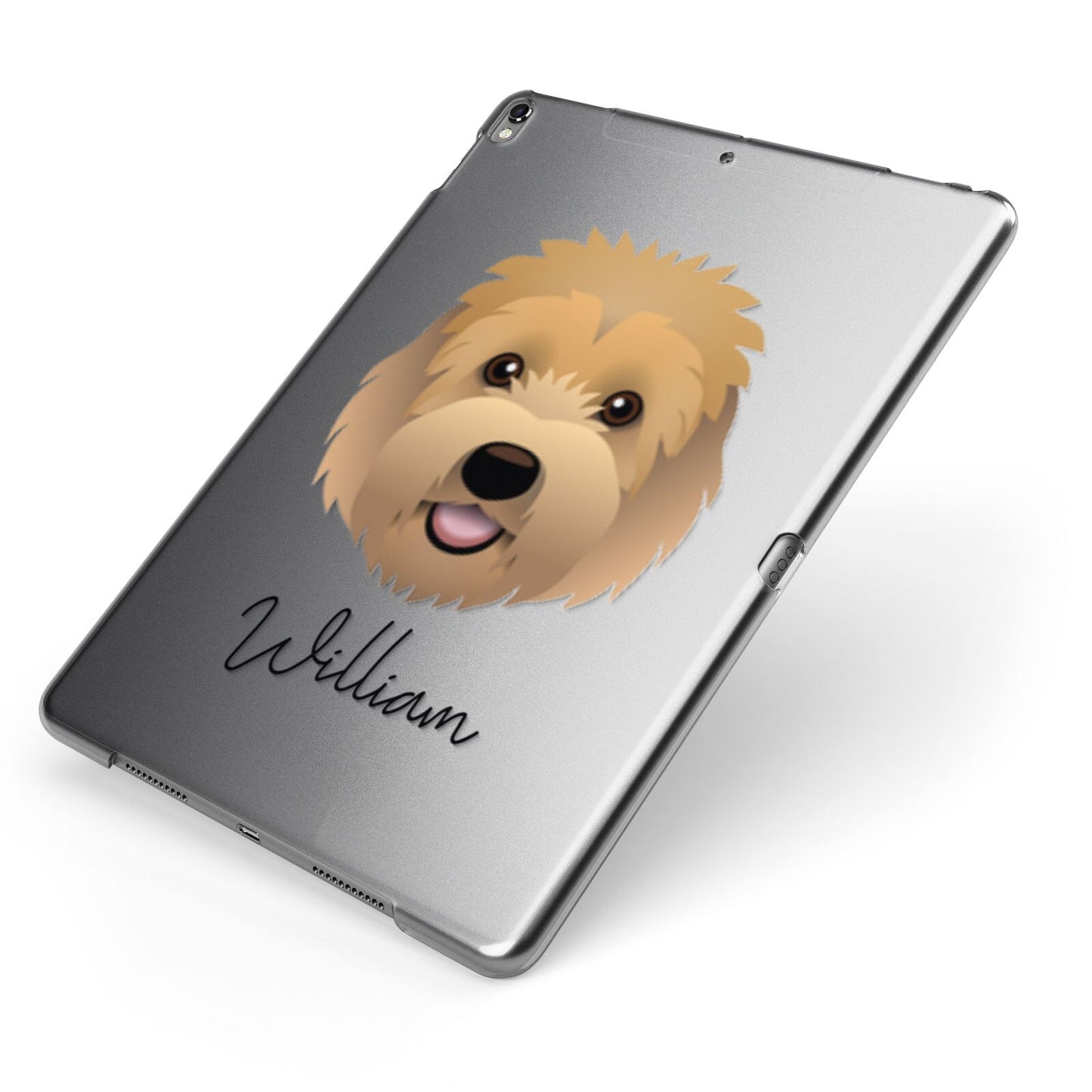 Goldendoodle Personalised Apple iPad Case on Grey iPad Side View