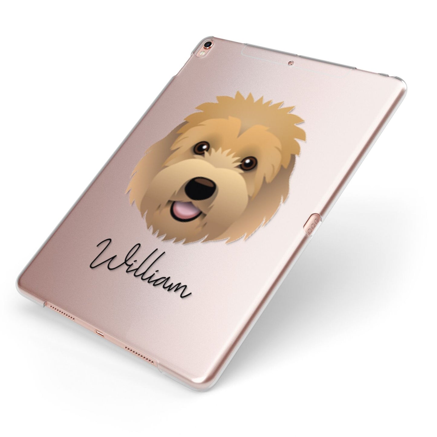 Goldendoodle Personalised Apple iPad Case on Rose Gold iPad Side View