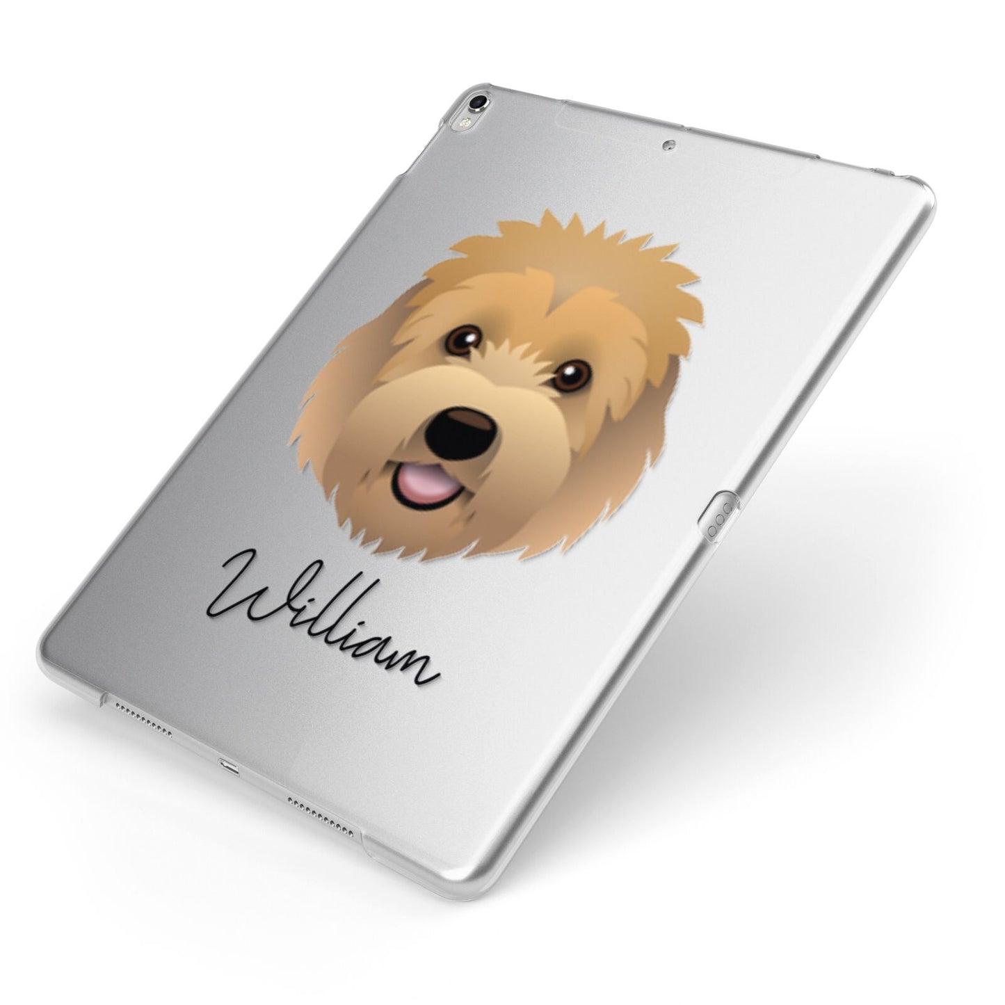 Goldendoodle Personalised Apple iPad Case on Silver iPad Side View