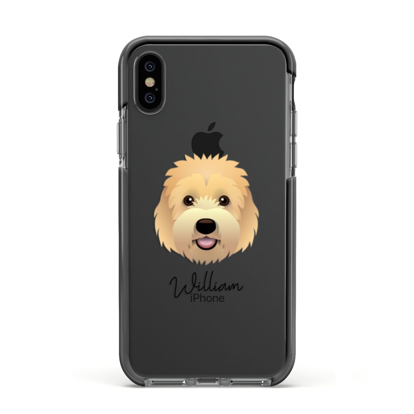 Goldendoodle Personalised Apple iPhone Xs Impact Case Black Edge on Black Phone