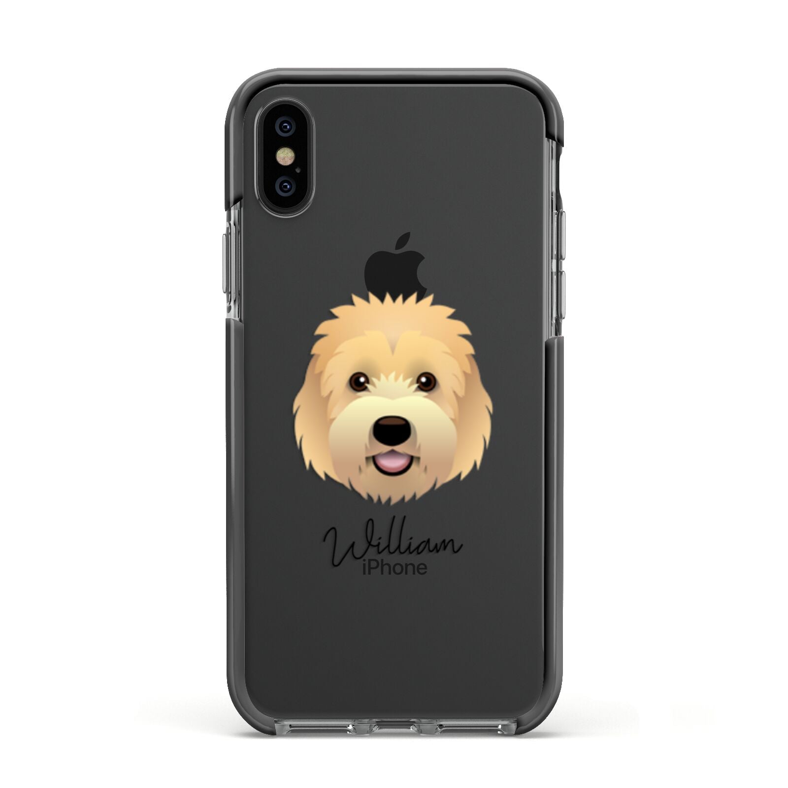 Goldendoodle Personalised Apple iPhone Xs Impact Case Black Edge on Black Phone