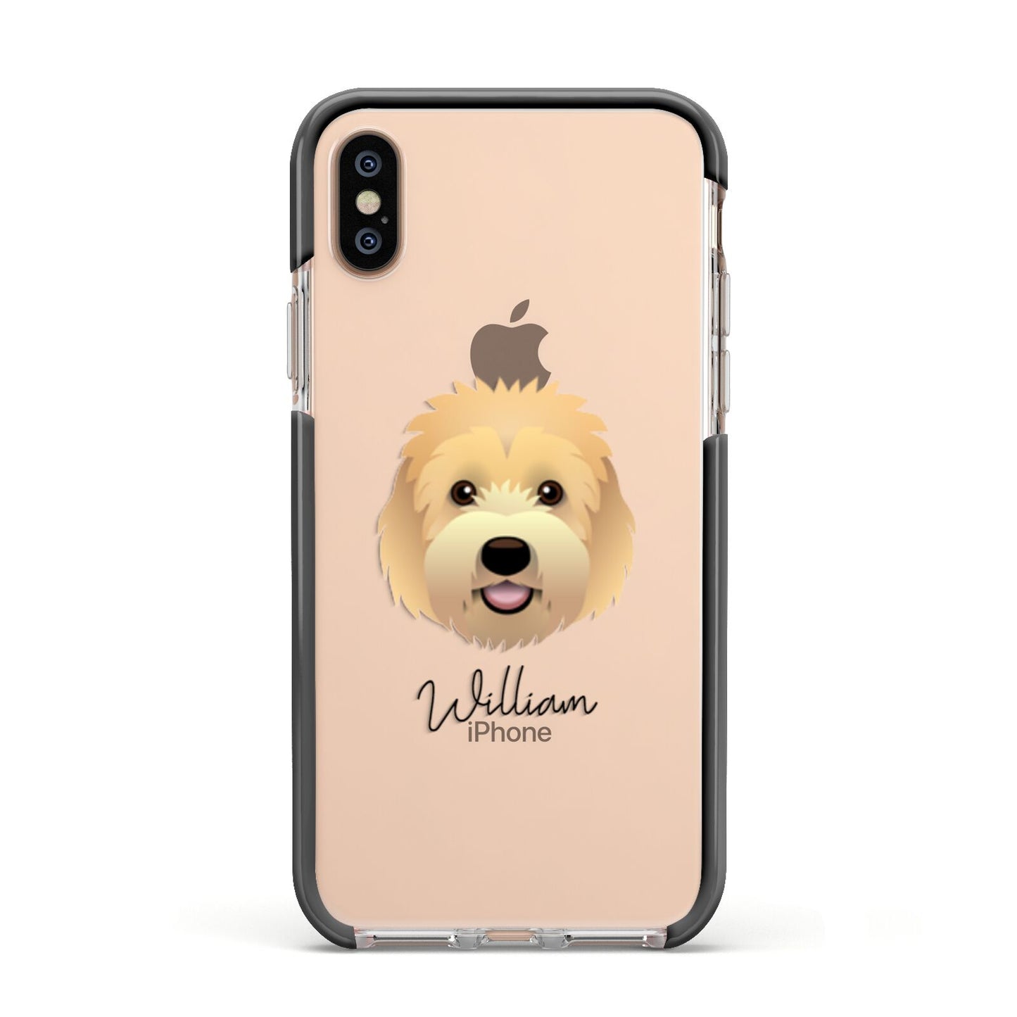 Goldendoodle Personalised Apple iPhone Xs Impact Case Black Edge on Gold Phone