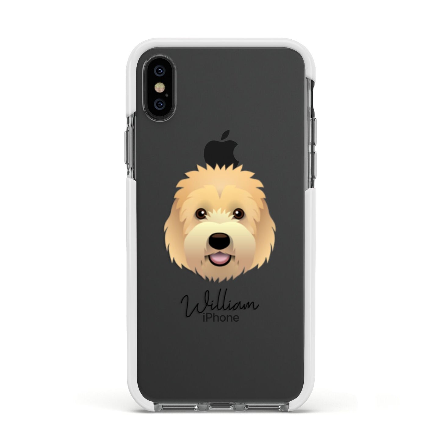 Goldendoodle Personalised Apple iPhone Xs Impact Case White Edge on Black Phone