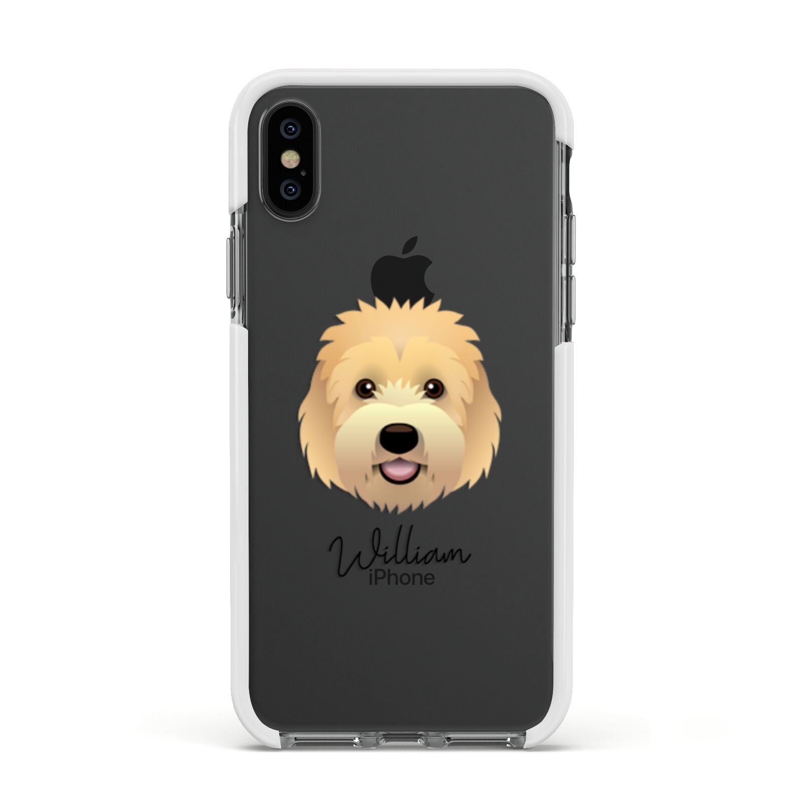 Goldendoodle Personalised Apple iPhone Xs Impact Case White Edge on Black Phone