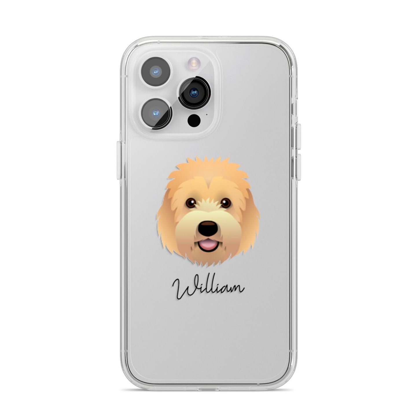 Goldendoodle Personalised iPhone 14 Pro Max Clear Tough Case Silver