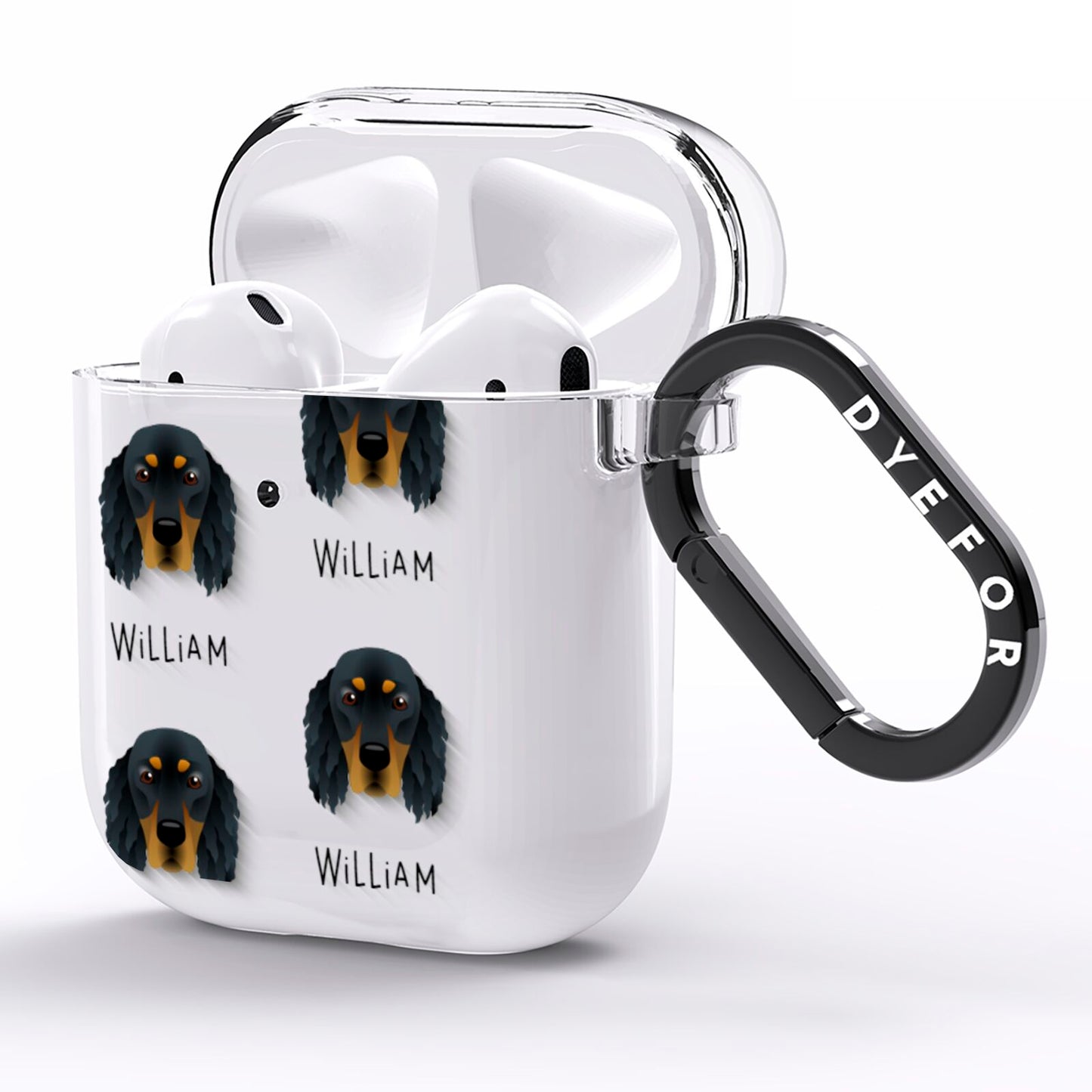 Gordon Setter Icon with Name AirPods Clear Case Side Image