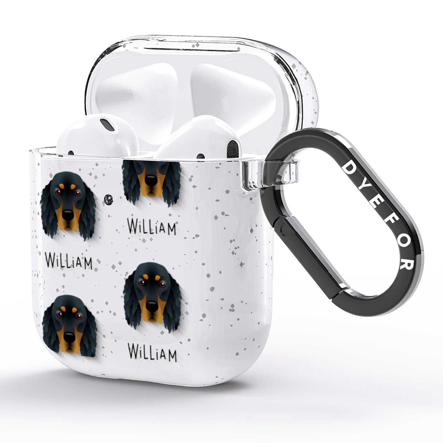 Gordon Setter Icon with Name AirPods Glitter Case Side Image